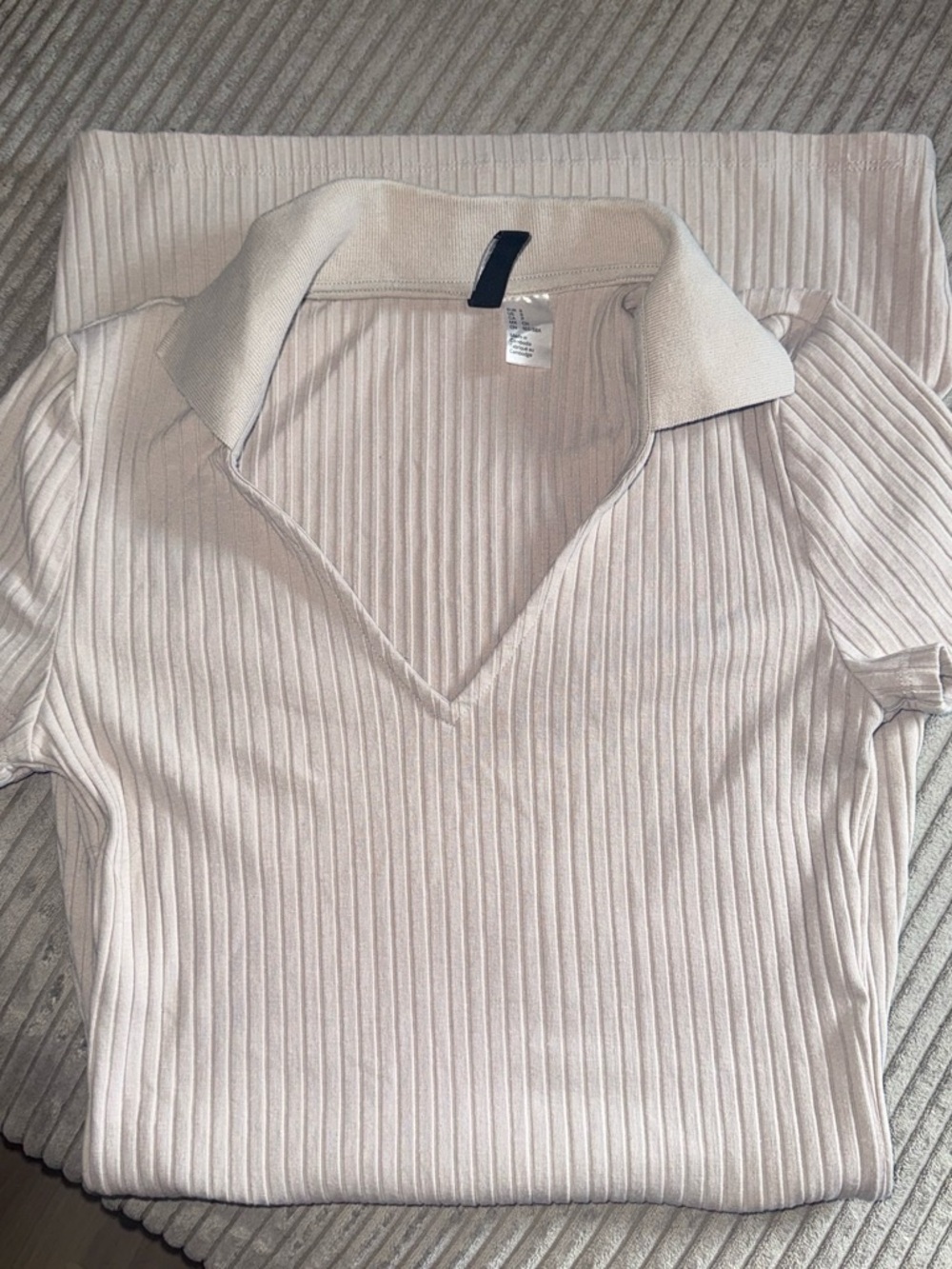 H&M Ribbed Dress - Light Cream
